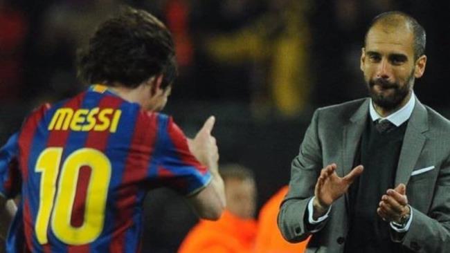 Leo Messi y Pep Guardiola