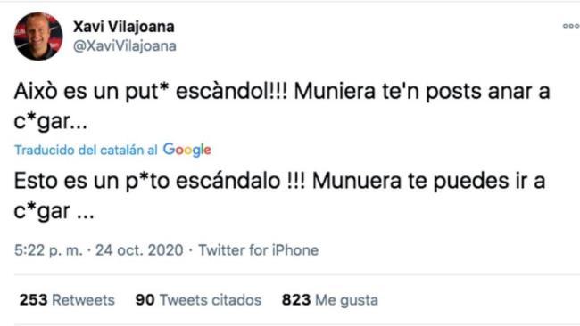 Twitt de Xavi Vilajoana