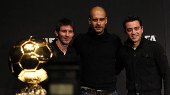 Messi, Guardiola y Xavi