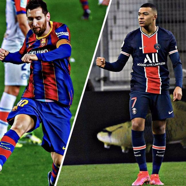 Leo Messi y Kylian Mbappé