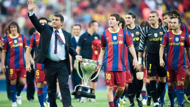 Laporta y Messi durante la primera etapa del presidente blaugrana