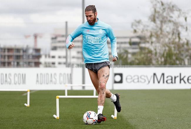 Sergio Ramos en el entrenamiento