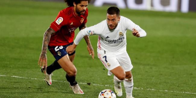 Hazard anoche frente a Osasuna