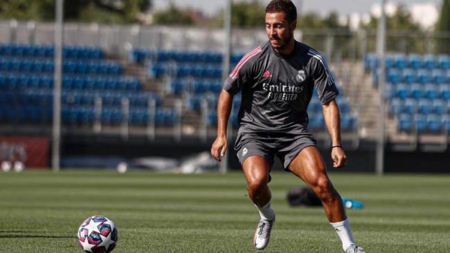 Hazard entrenando con el Real Madrid