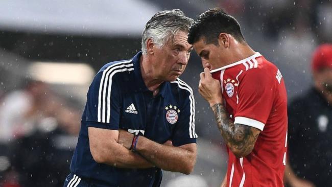 James y Ancelotti durante su etapa en el Bayern Munich