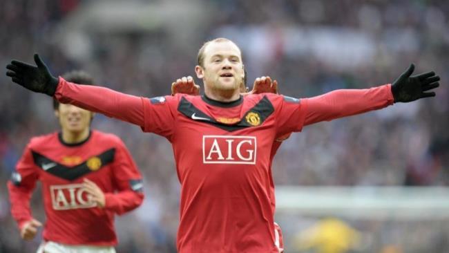Rooney celebrando un gol con el United