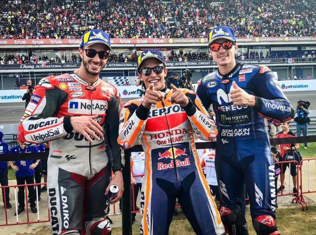 Dovizioso, Márquez y Viñales