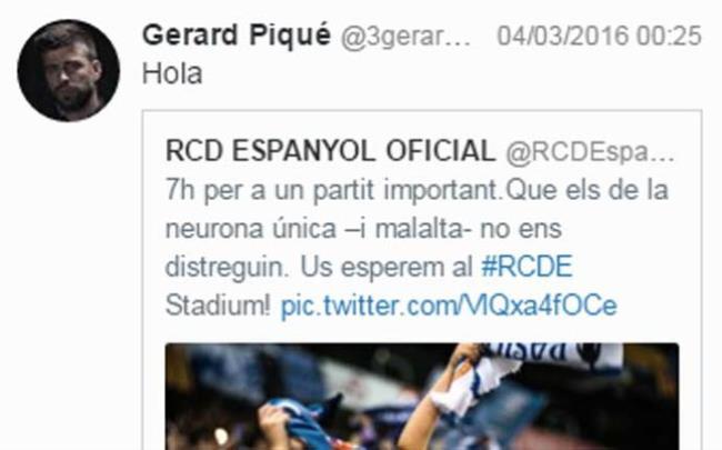 Gerard Piqué contesta al Espanyol en las redes sociales