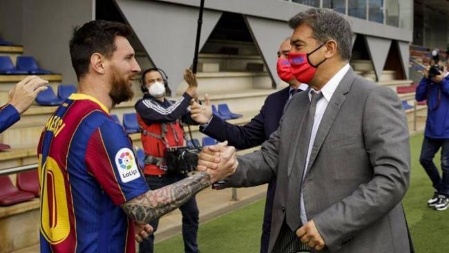 Messi y Laporta en su primer encuentro las la vuelta a la presidencia de Laporta en marzo