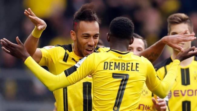 Aubameyang y Dembele juntos en el Dortmund