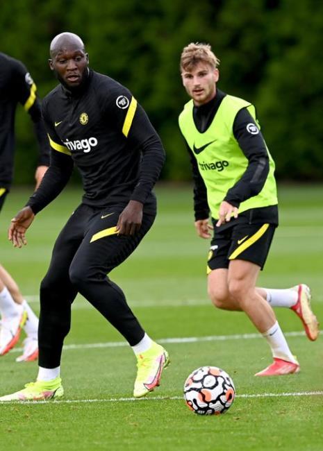 Lukaku y Werner entrenando con el Chelsea