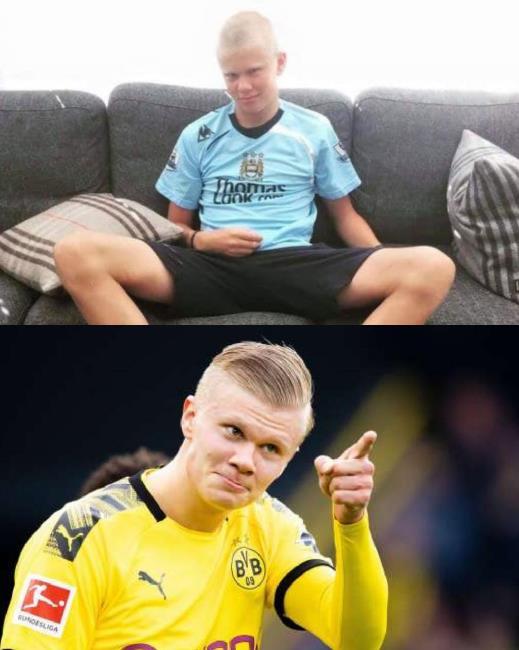 Haaland de pequeño con la camiseta del Manchester City