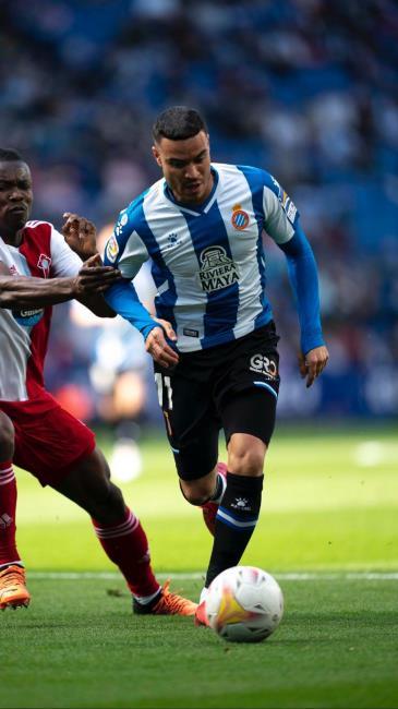 Raúl De Tomas celebrando un gol con el Espanyol