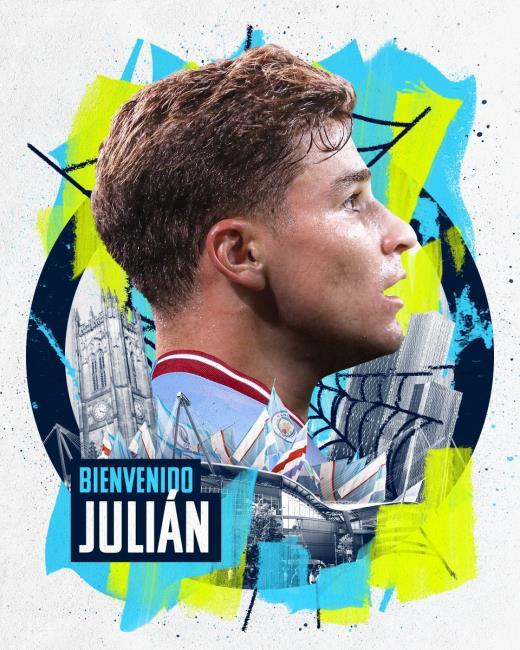 Anuncio oficial del Manchester City de Julián Álvarez