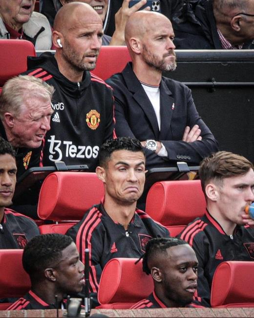 Ten Hag y Cristiano Ronaldo