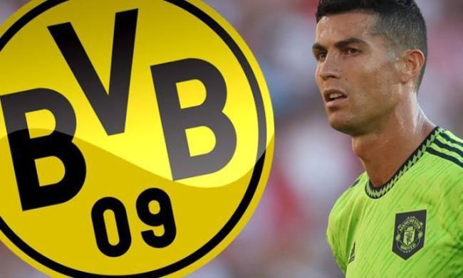 Montaje de Cristiano Ronaldo con el escudo del Borussia Dortmund