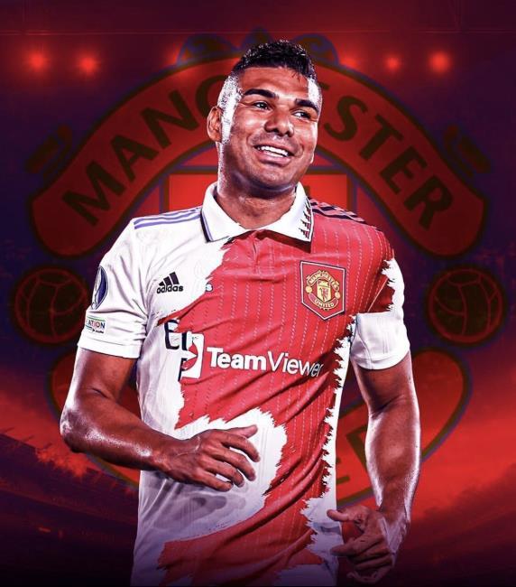 Montaje de Casemiro con las camisetas del Madrid y Manchester United