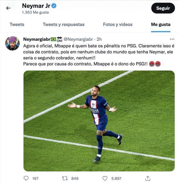 Tweet criticando a Mbappé