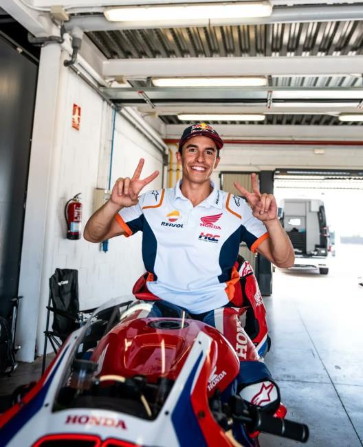 Márquez durante los Test en Aragón