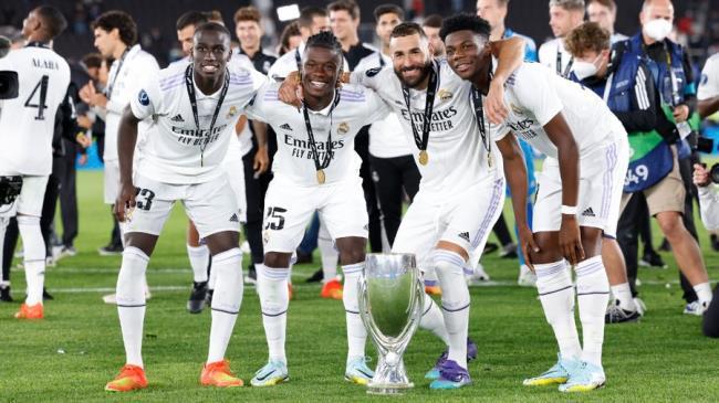 Camavinga, Tchouameni, Benzema y Mendy, futbolistas del Real Madrid