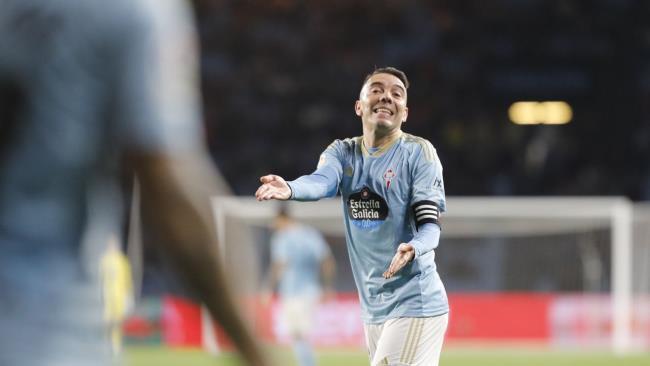 Iago Aspas en un partido con el Celta