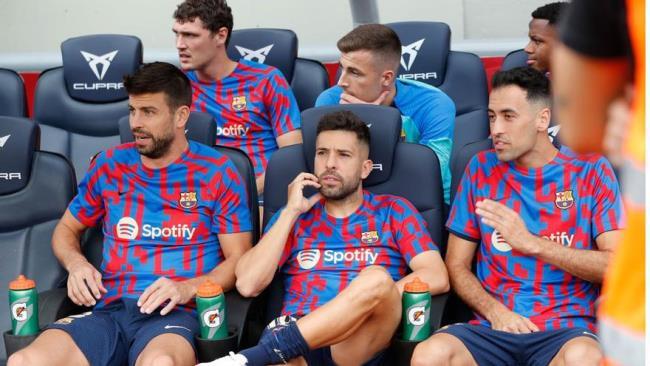 Gerard Piqué, Jordi Alba, Sergio Busquets futbolistas del Barça