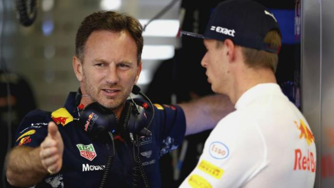 Christopher Horner y Max Verstappen