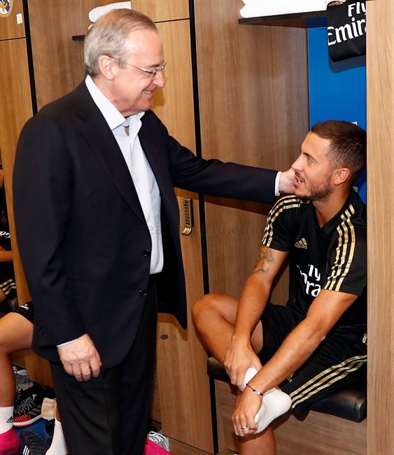 Florentino Pérez y Eden Hazard, en Montreal