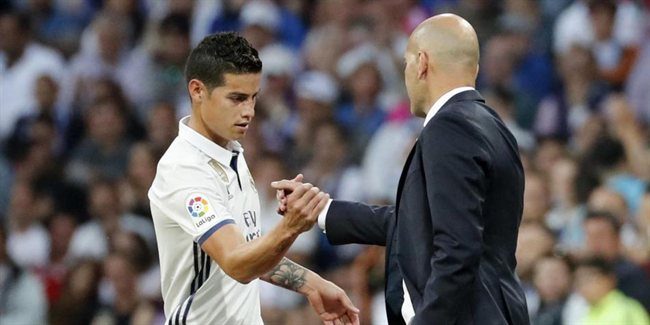 James y Zidane, en el Madrid