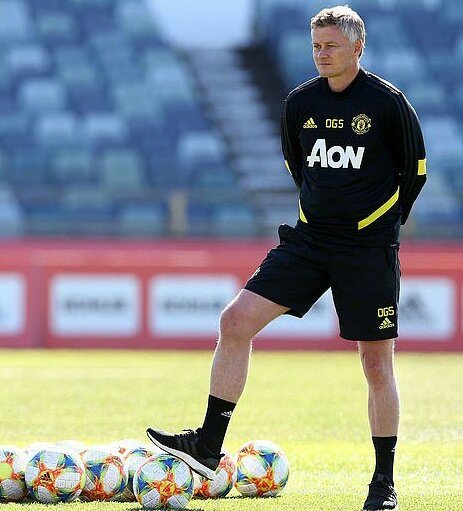 El entrenador del Manchester, en un entreno