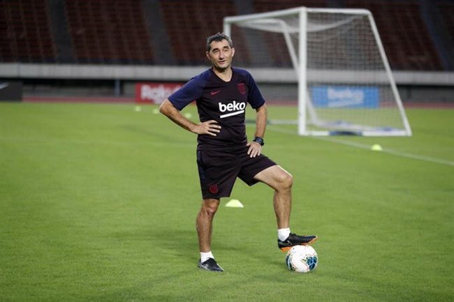 Ernesto Valverde, en un entreno