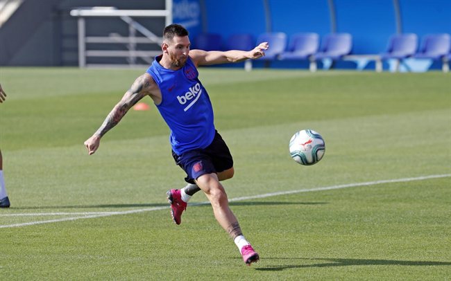 Leo Messi, en un entreno