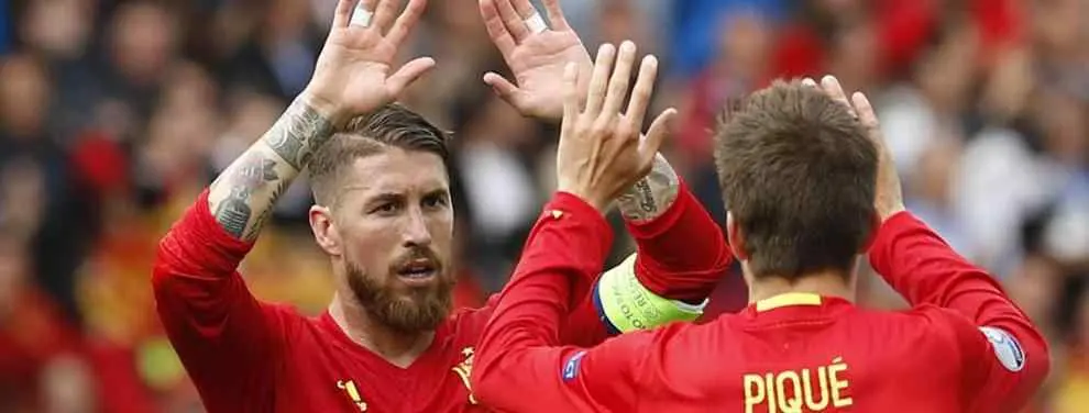 El capitán Sergio Ramos pone a raya a Piqué en la selección española