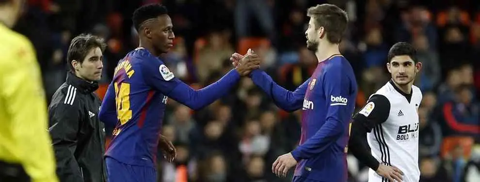 Yerry Mina manda a Piqué al banquillo: la conversación del colombiano con Valverde