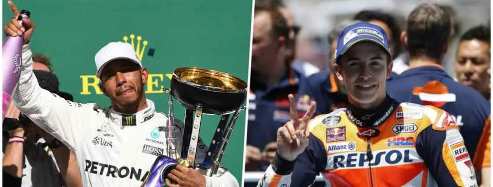 Lewis Hamilton desafía a Marc Márquez: el reto que se cocina a fuego lento en MotoGP