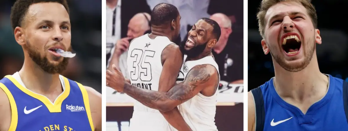 Luka Doncic y Stephen Curry zarandean a LeBron y Durant ríe el último