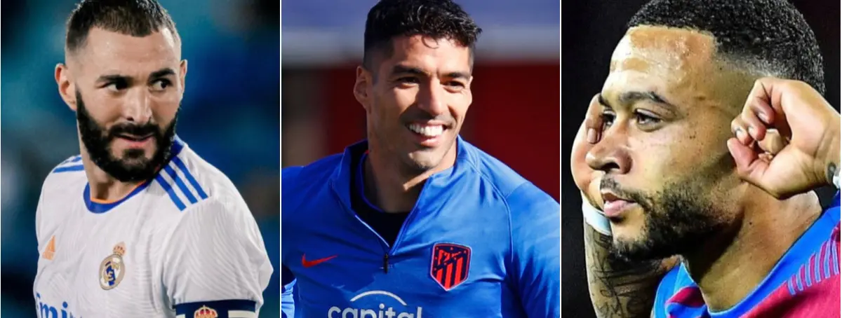 La Champions es un polvorín para Luis Suárez, Depay y Karim Benzema