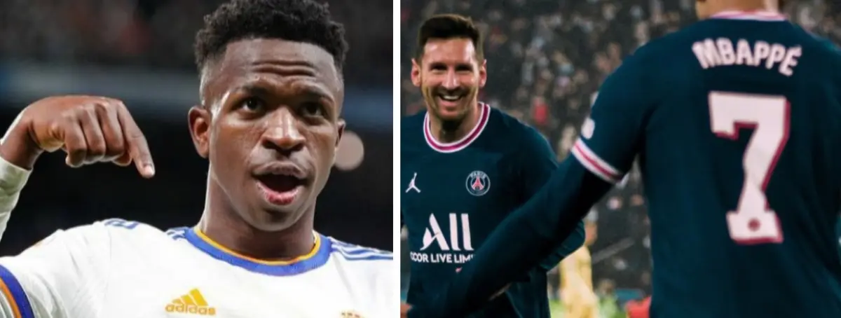 Enfrentamiento entre Vinícius y Mbappé con Messi y Ramos a rebufo