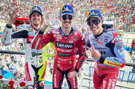 Marc Márquez y Bagnaia regalan la mejor noticia a Ducati y confirman la pesadilla de Martín en Jerez
