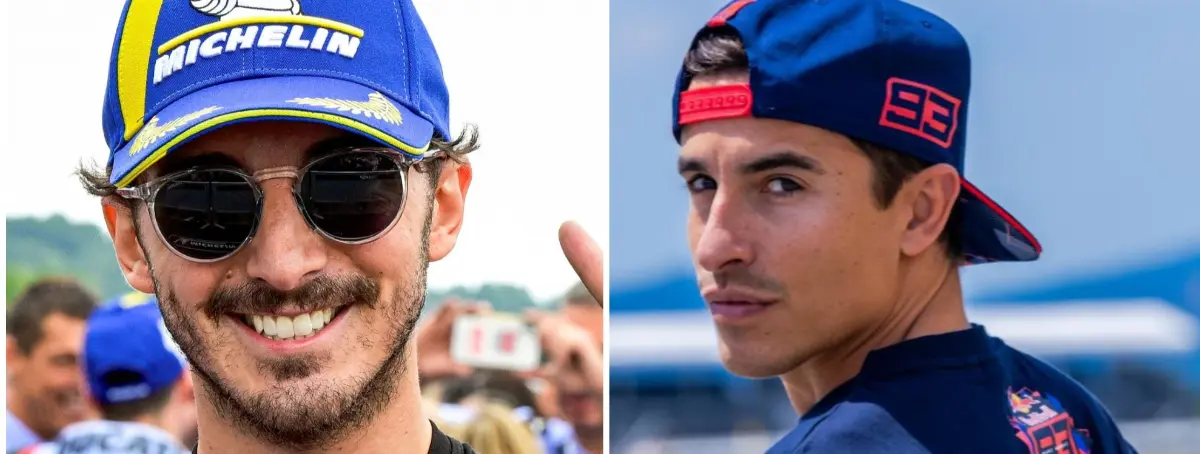 Pecco Bagnaia da el primer golpe a Marc Márquez, era amistoso, pero en el primer duelo el 93 sucumbe